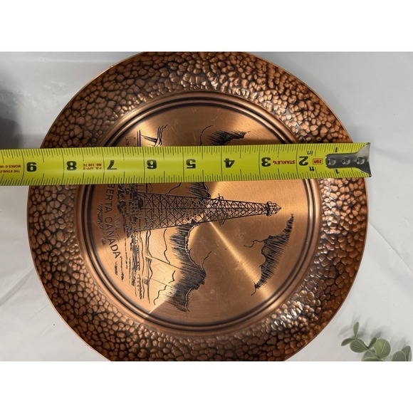 Vintage Fantasy Copperware  Alberta hammered embossed wall hanging plate - Picture 3 of 8